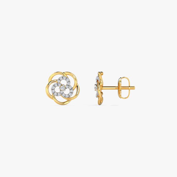 Floweret Cluster Diamond Stud Earrings - Image 4
