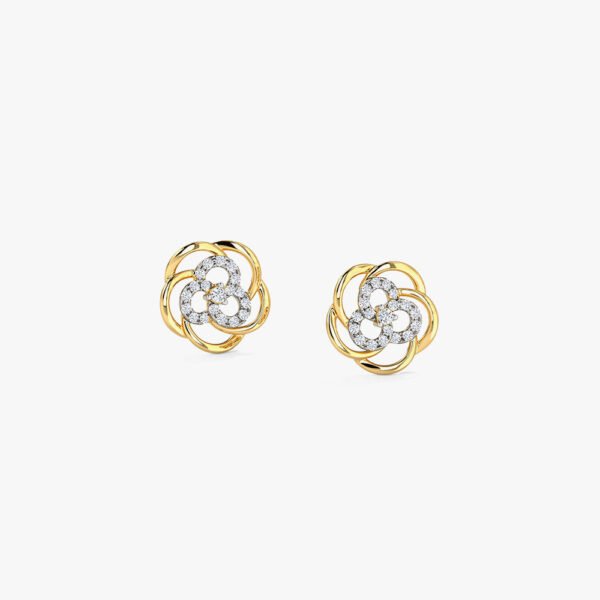 Floweret Cluster Diamond Stud Earrings - Image 2