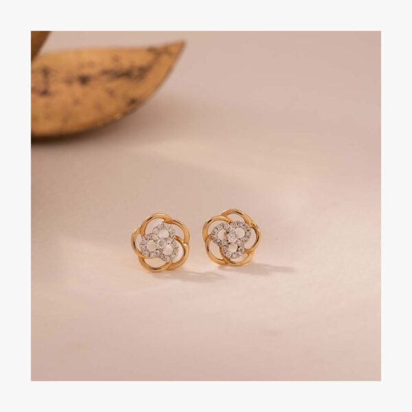 Floweret Cluster Diamond Stud Earrings - Image 3