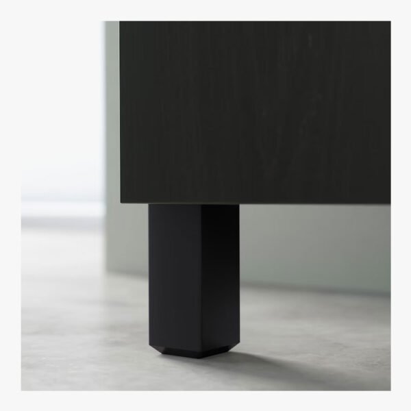 TV bench with drawers and door, black-brown - Image 4