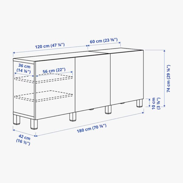 TV bench with drawers and door, black-brown - Image 5