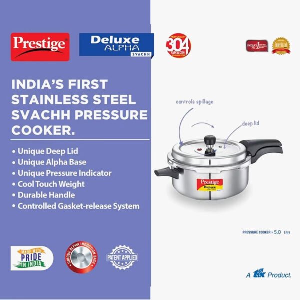 Deluxe Stainless Steel Pressure Cooker 5 L - Image 3