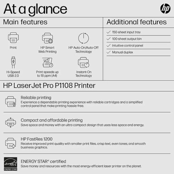 Laserjet P1108 Monochrome Laser Printer - Image 6