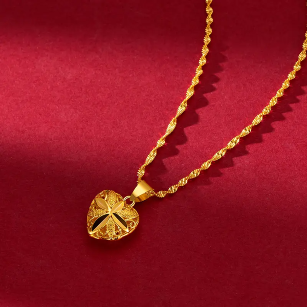 Brass Plated Gold Heart Necklace - Image 4