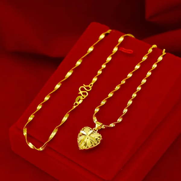 Brass Plated Gold Heart Necklace - Image 3