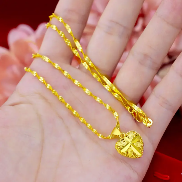 Brass Plated Gold Heart Necklace - Image 6