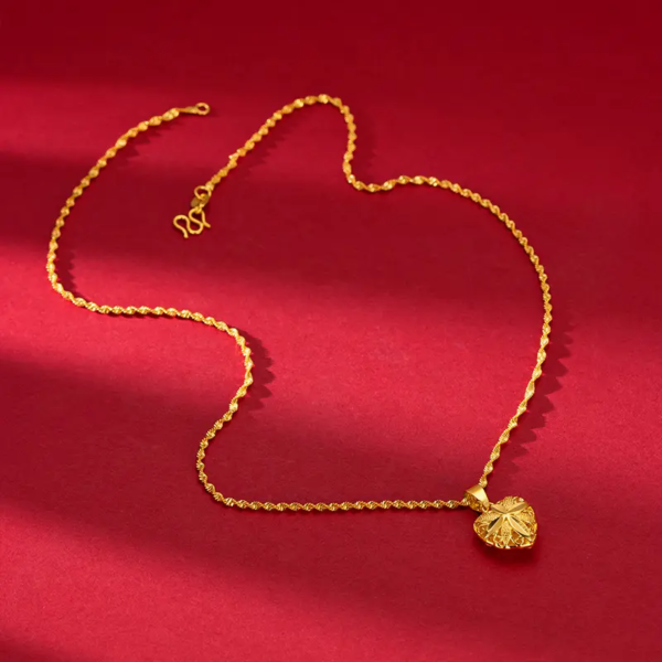 Brass Plated Gold Heart Necklace - Image 5