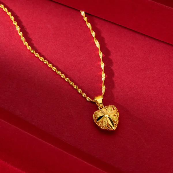 Brass Plated Gold Heart Necklace - Image 2
