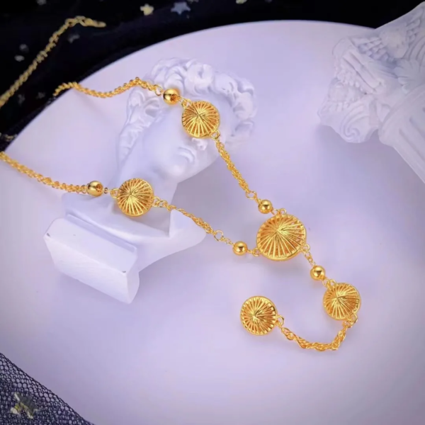 14K Gold Circle Tassel Necklace - Image 6