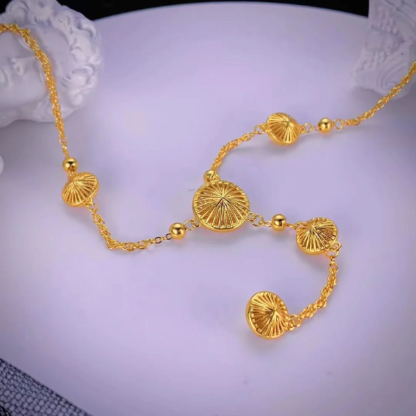 14K Gold Circle Tassel Necklace - Image 4
