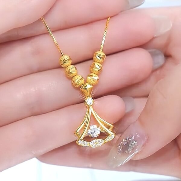 24K Gold Plated Fan Necklace - Image 5